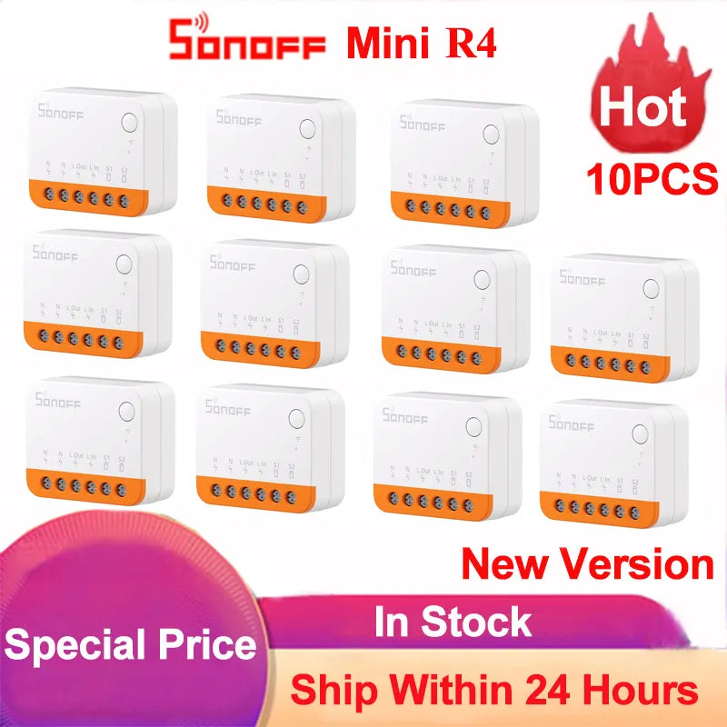 Sonoff Mini R4 Extreme Wifi Smart Switch Interruptor Detach Relay Mode External Switch On-Off Control Work with eWelink Alexa
